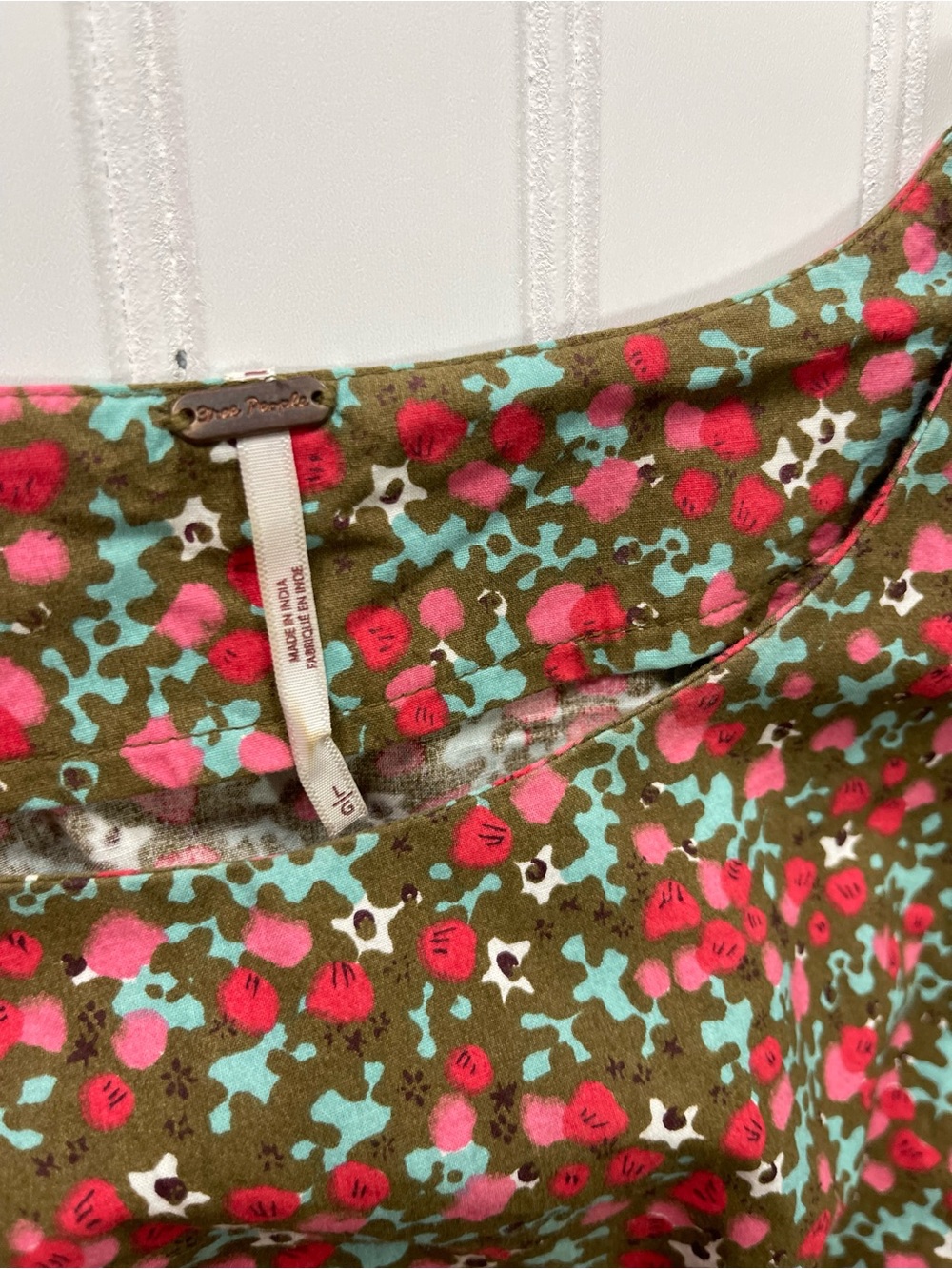 Free People Pennie Mini Dress in Brown Floral Combo - Size Large - Picture 8 of 9